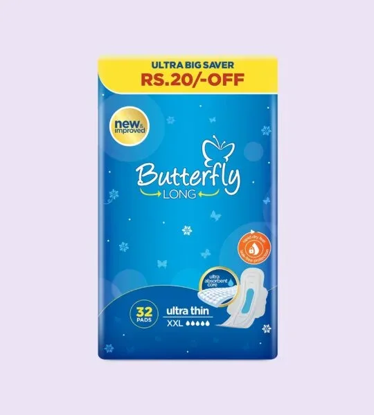 Butterfly Ultra Thin XXL Sanitary Pads - 32 Count