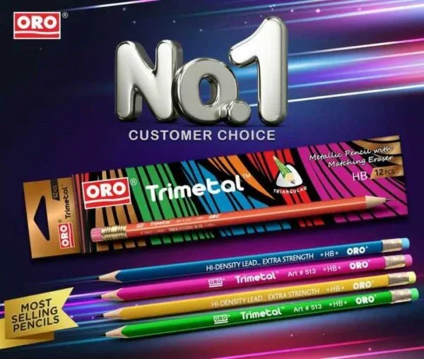 ORO Trimetal pencil 1 box of Trimetal HB pencil (12 pencils). | sultan mall.pk View Page View Image