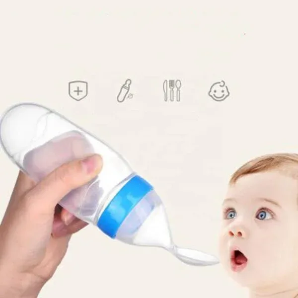 1 Piece Baby Spoon Silicone Feeder with Spoon Silicone Spoon Feeder Baby Silicon Spoon Feeder