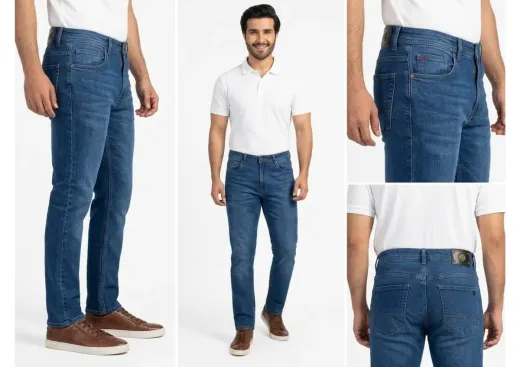 Men's Dark Blue Slim Fit Stretch Denim Jeans