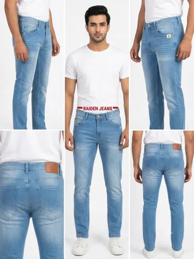 Men's Light Blue Slim Fit Stretch Denim Jeans