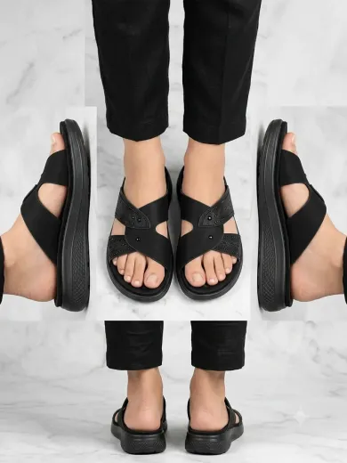 Women's Elegant Black Comfort Sandals