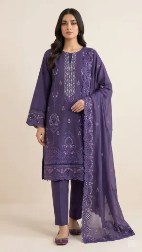 Embroidered Lawn 3 Pcs Tawakkal