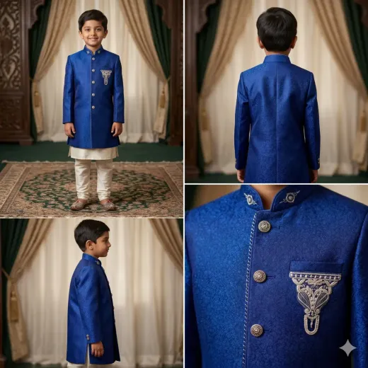 Royal Blue Boys Sherwani – Premium Ethnic Wear for Weddings & Festive Occasions