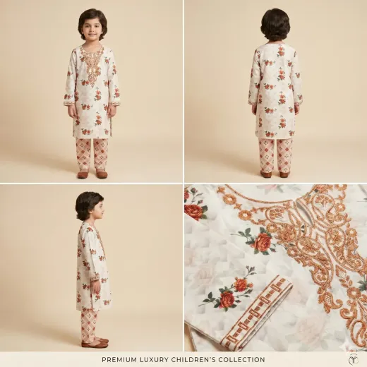 2-Piece Printed Lawn Suit for Girls