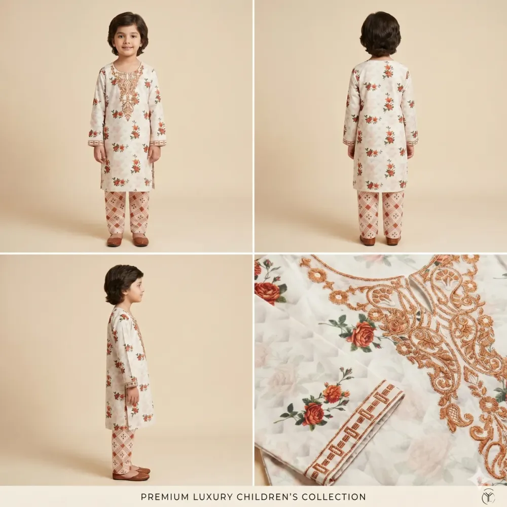 2-Piece Printed Lawn Suit for Girls