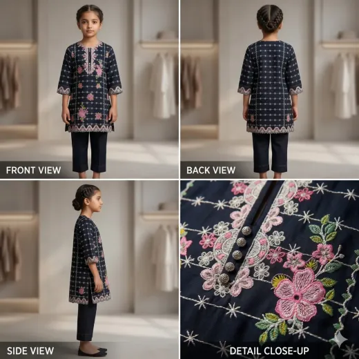 Girls’ 2-Piece Lawn Suit (Kurti & Trouser Set)