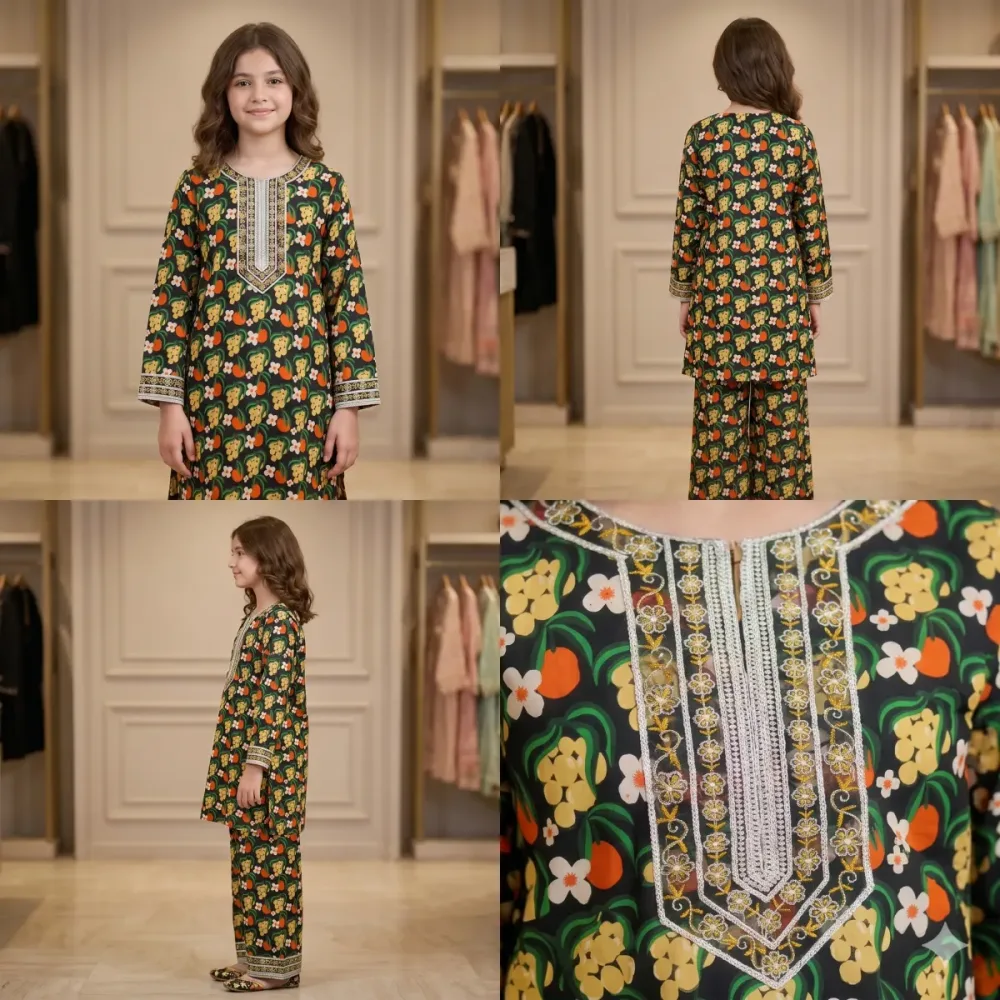 Girls’ Printed 2-Piece Lawn Suit