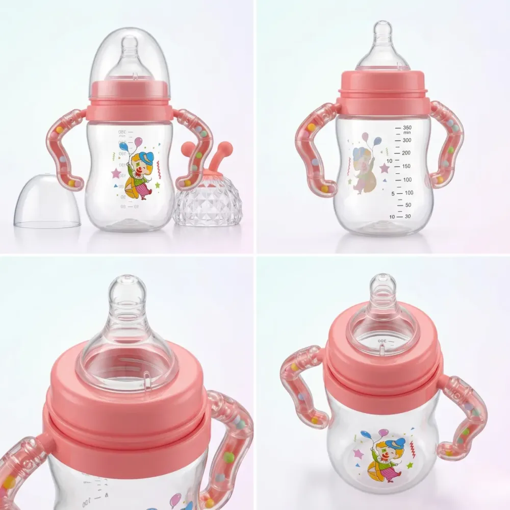 Baby Training Feeding Bottle with Handles – 300ml (Pink)