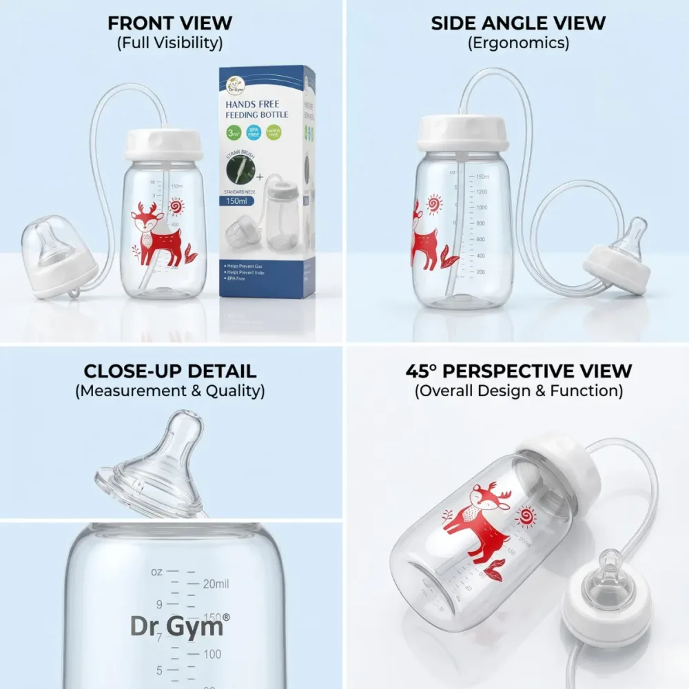 Dr. Gym Hands-Free Feeding Bottle – 150ml