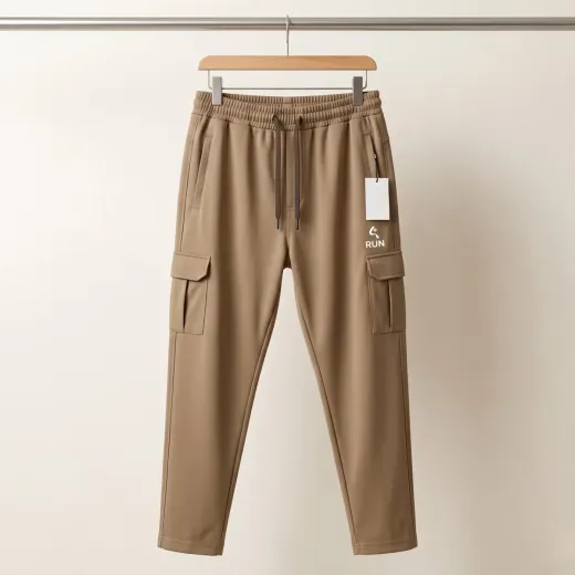 Premium Men's Cargo Track Pants – Khaki