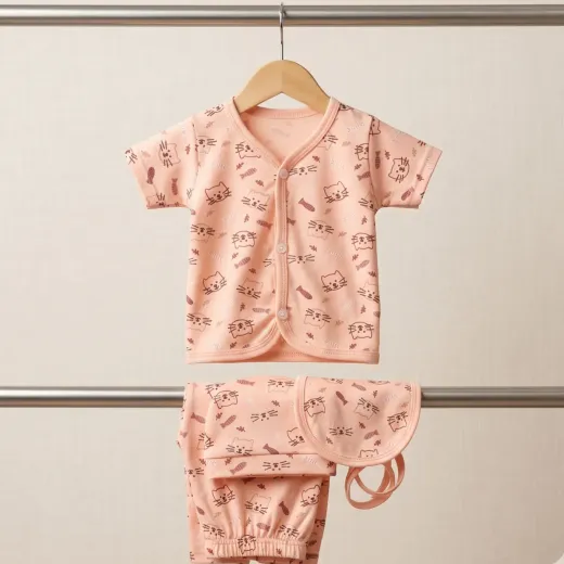 Newborn Baby Suit – Soft Cotton Printed 4-Piece Gift Set