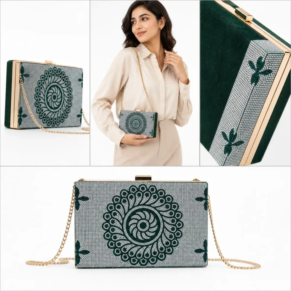 ✨ Premium Emerald Green Designer Clutch hand bag ✨