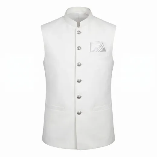 Premium White Classic Waistcoat for Men