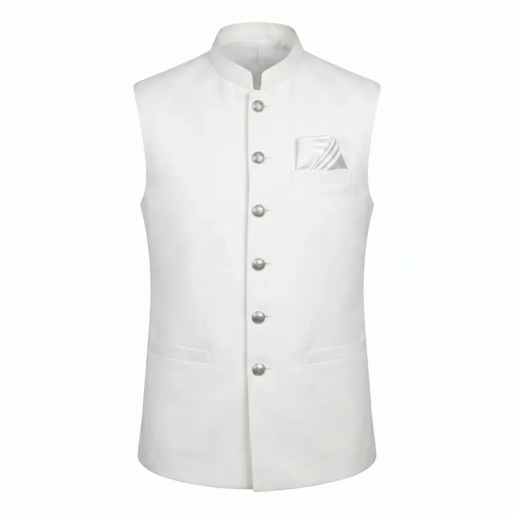 Premium White Classic Waistcoat for Men