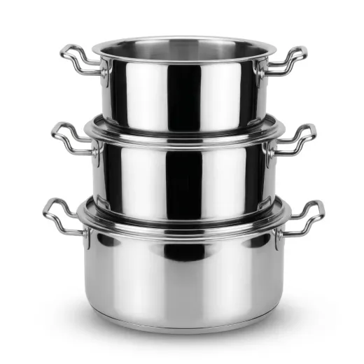 3-Piece Stainless Steel Cooking Pot Set