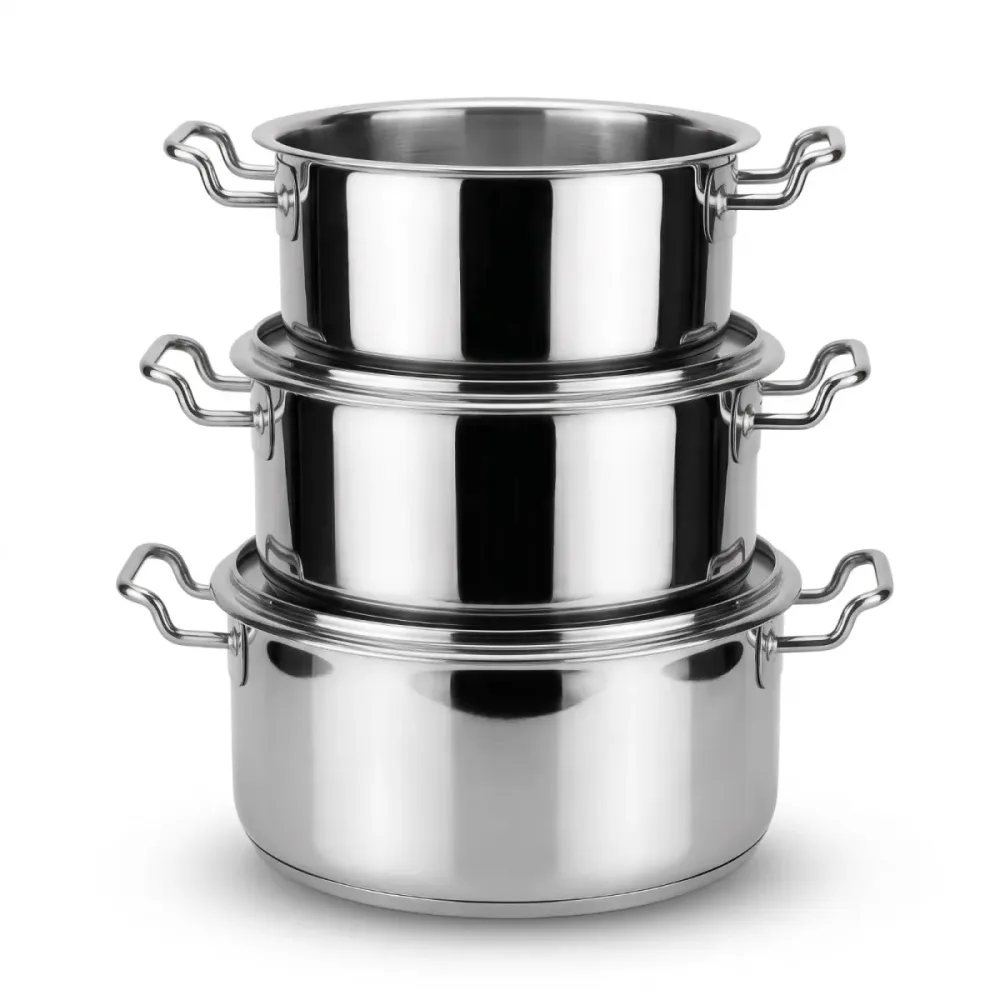 3-Piece Stainless Steel Cooking Pot Set