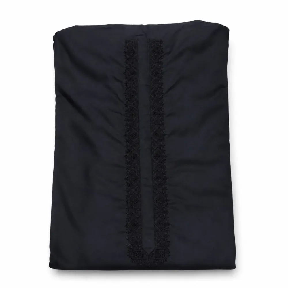 Premium Black Embroidered Men's Unstitched Suit