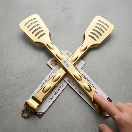 Premium Gold Stainless Steel Slotted Turner | Luxury Cooking Spatula