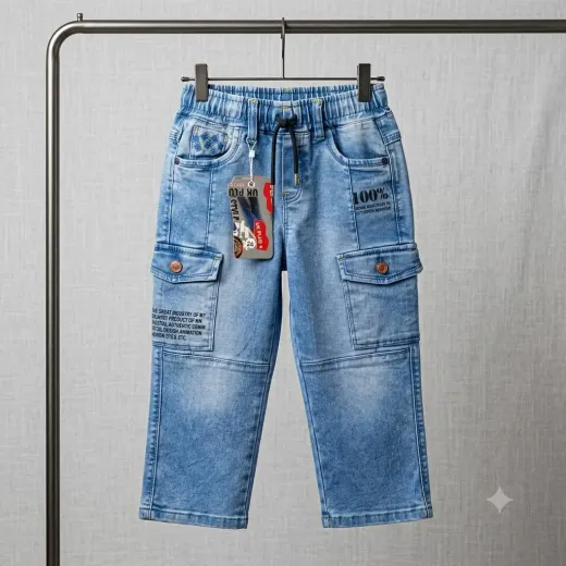 Premium Kids' Denim Cargo Jeans
