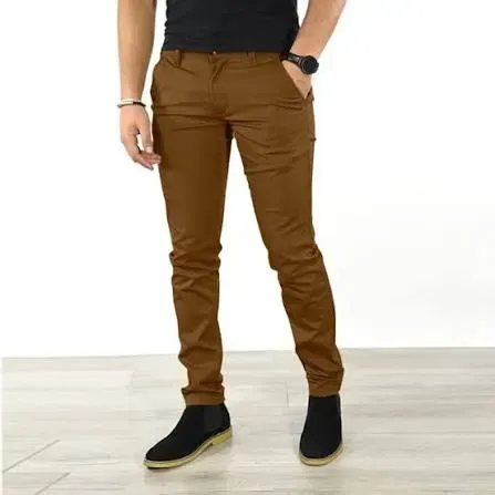 Brown Slim-Fit Men's Dress Pants