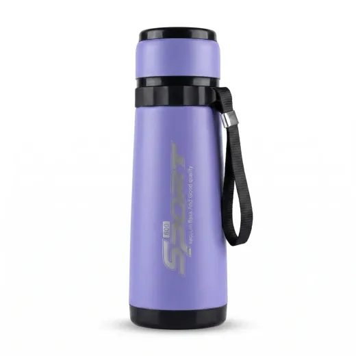 Sport 600ml Vacuum Insulated Flask | Premium Stainless Steel Water Bottle (Purple)